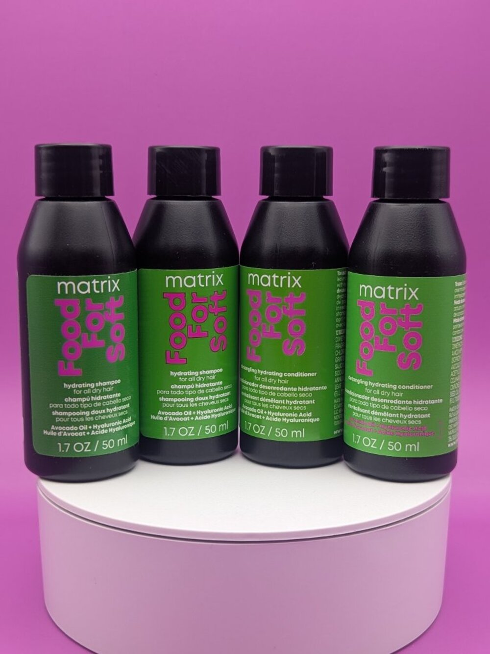 4pc Lot Matrix Food for Soft Travel Size 2 Shampoo & 2 Conditioner 2 Sets New